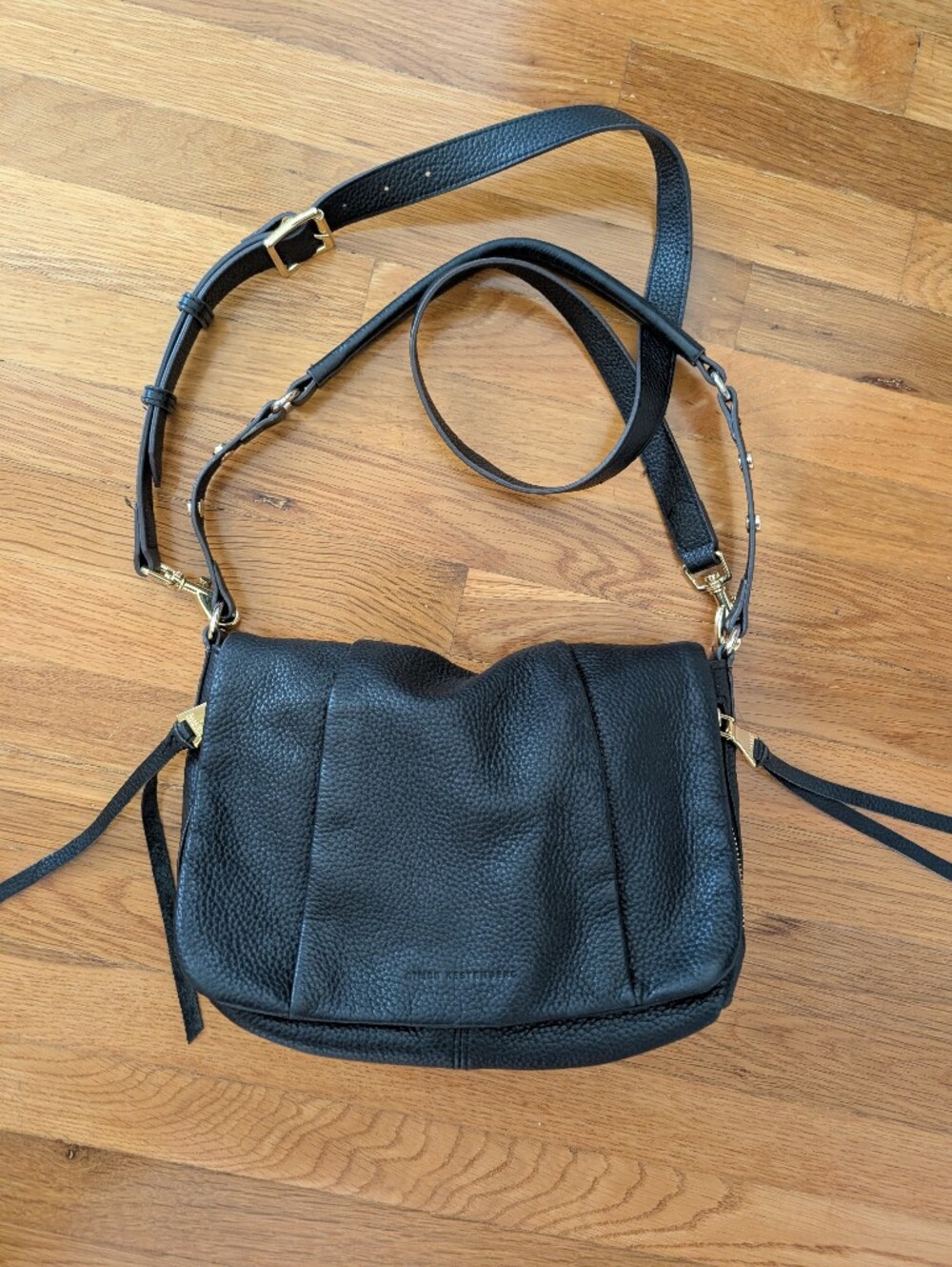 Aimee Kestenberg Black Pebbled Leather Crossbody Bag